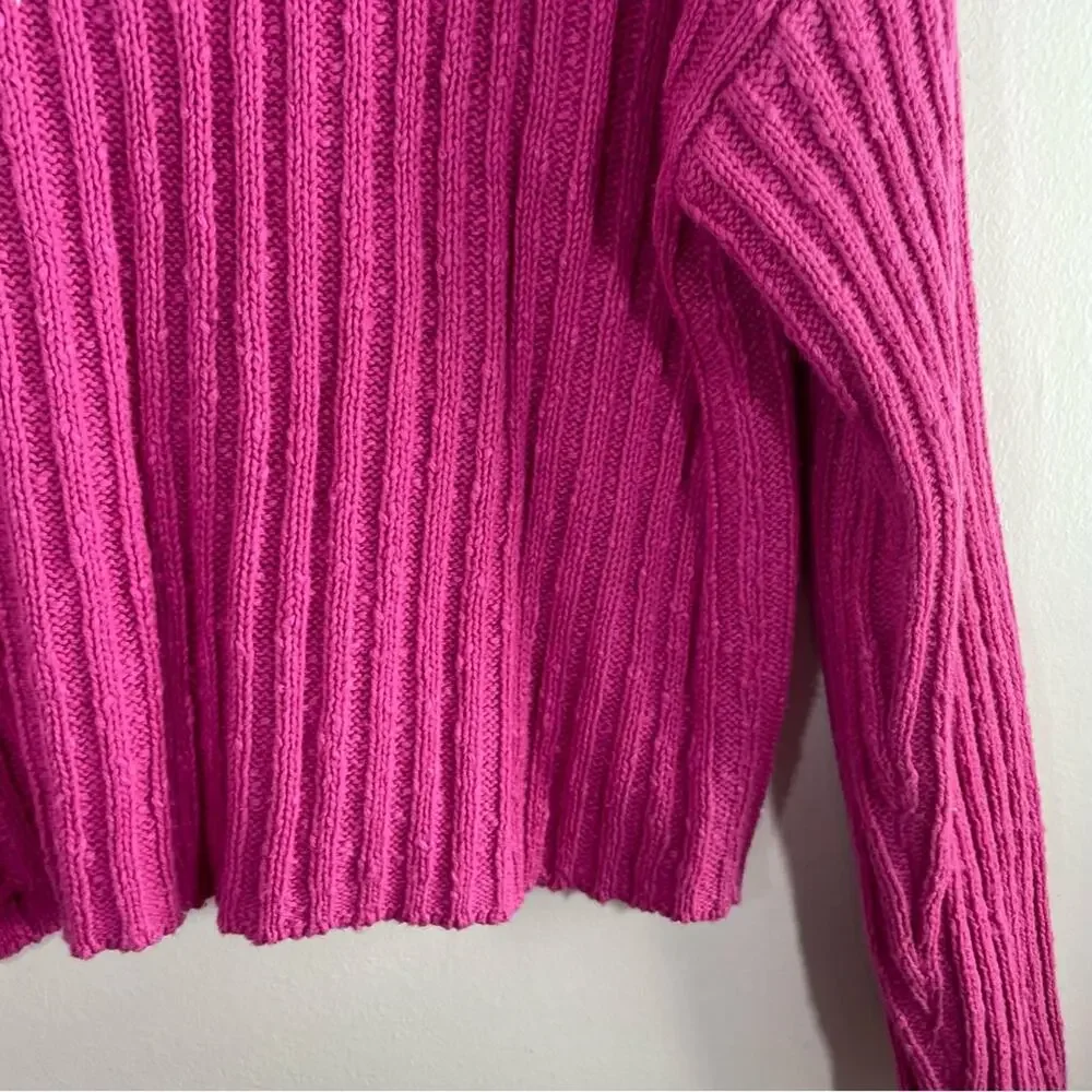 American Eagle Berry Pink Nubby Knit Button Front Sweater Cardigan Medium